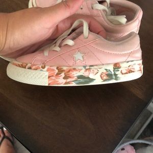 Pink Converse with floral print